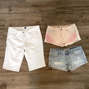 3 for 1 Denim Shorts Gap, Roxy, Pink